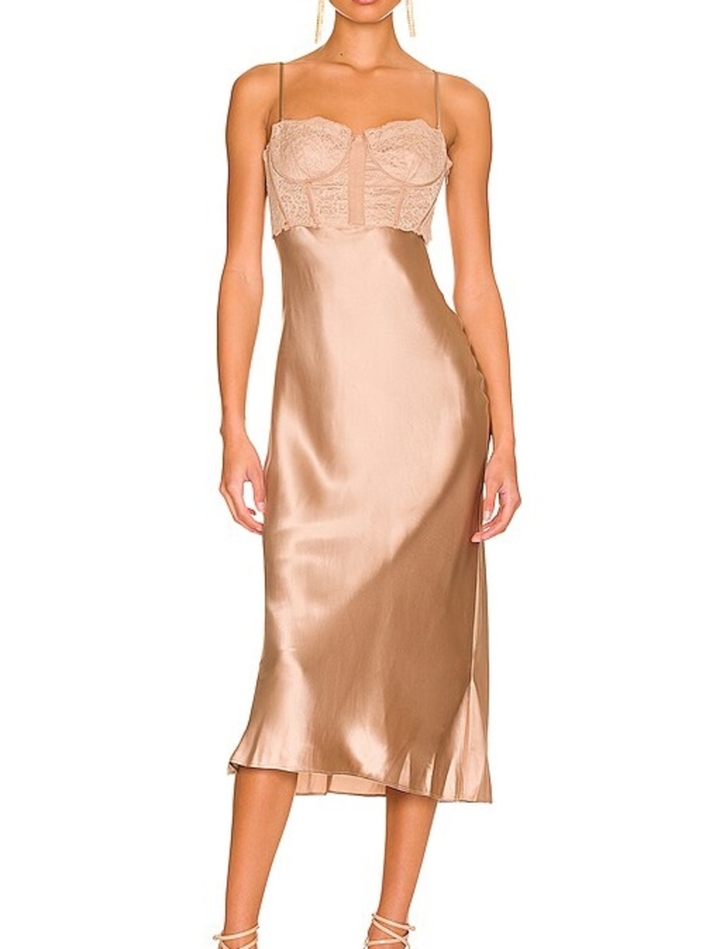 Cami NYC Silk Midi Nude Dress